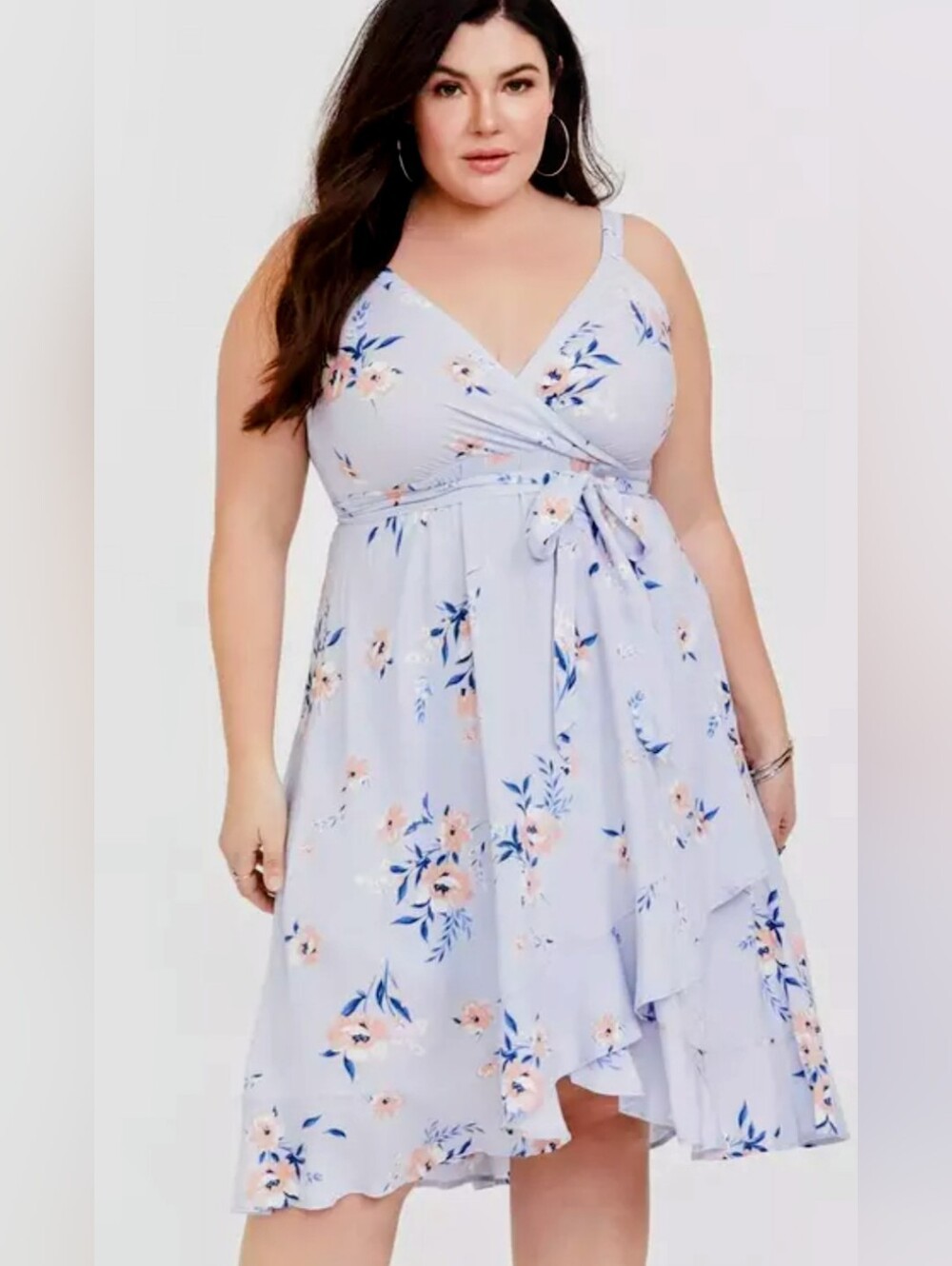 Blue Floral Challis Wrap Dress - Torrid Sz 00